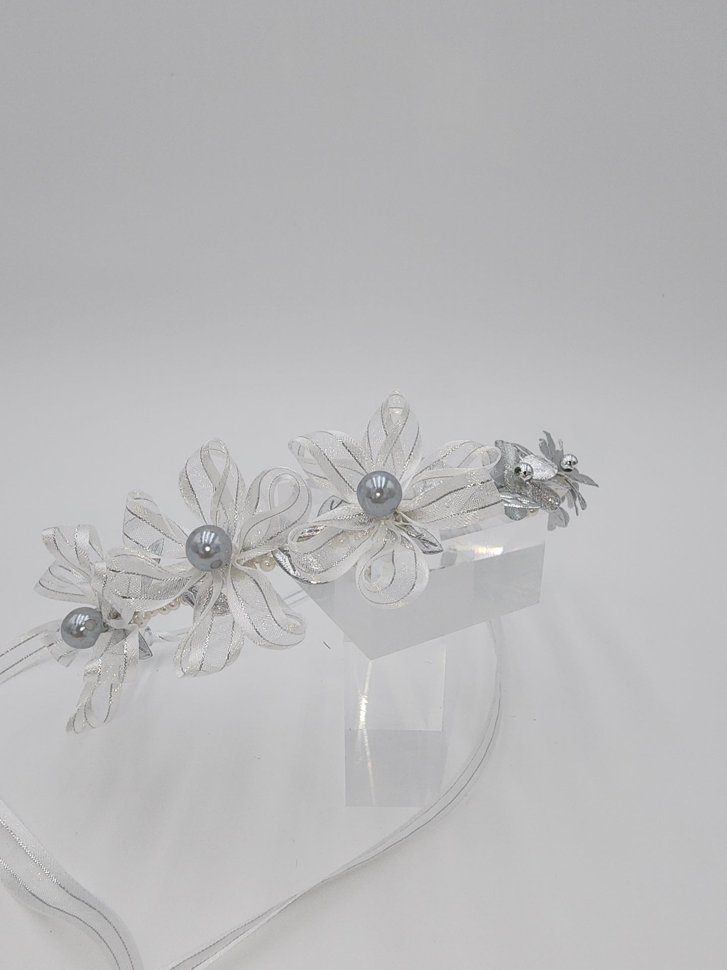 Handmade satin flowers side headpiece