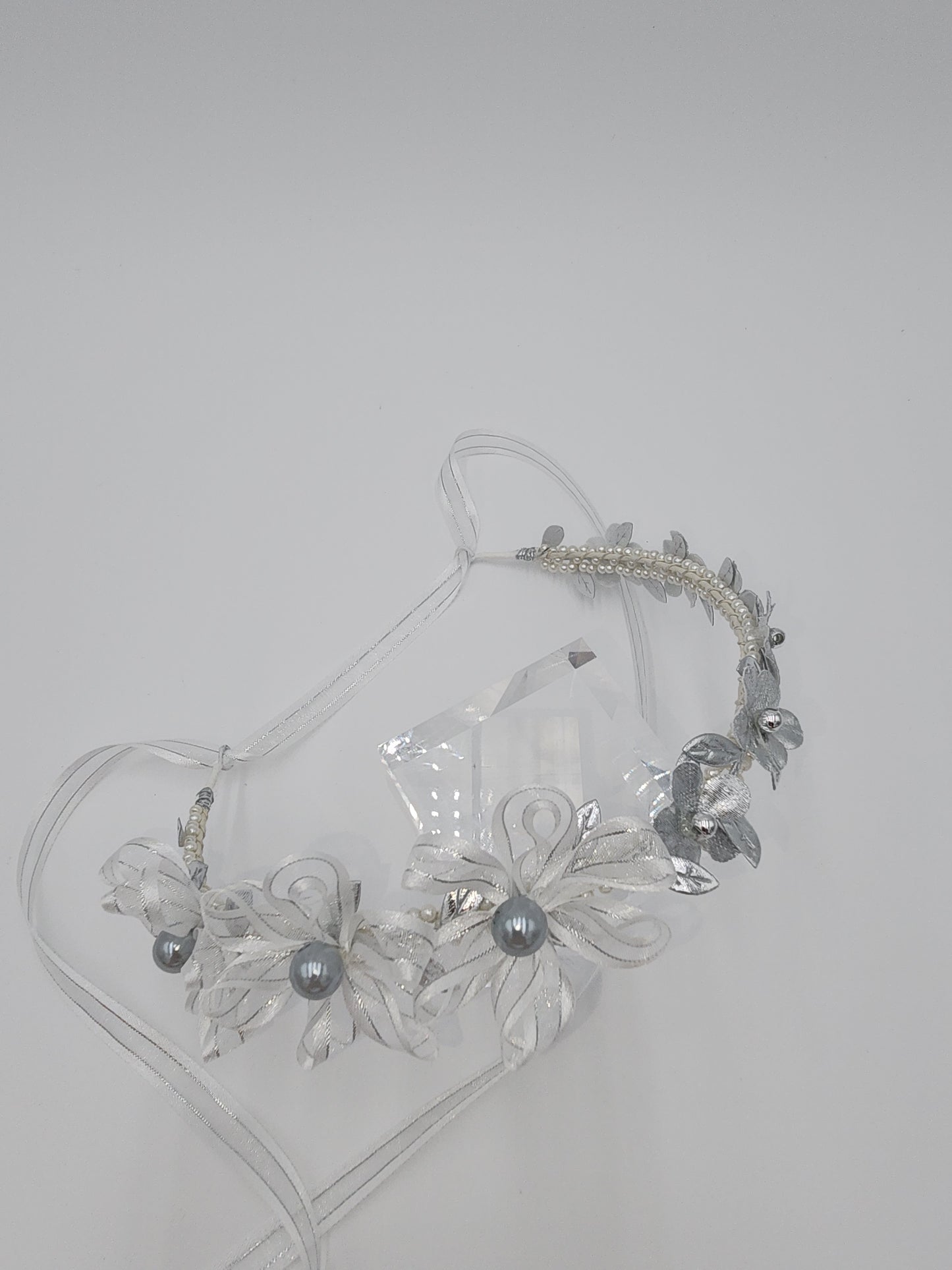 Handmade satin flowers side headpiece
