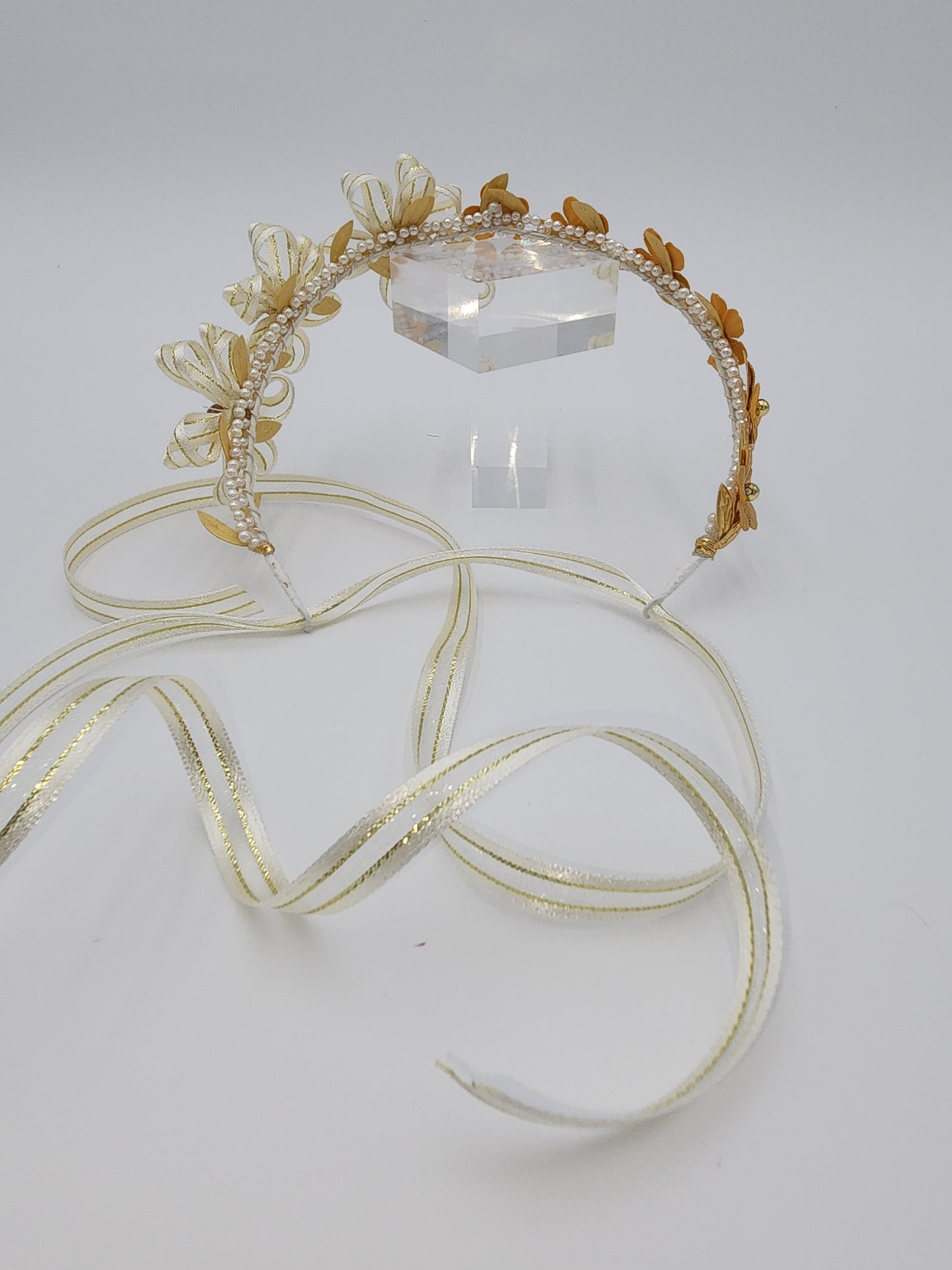 Handmade satin flowers side headpiece