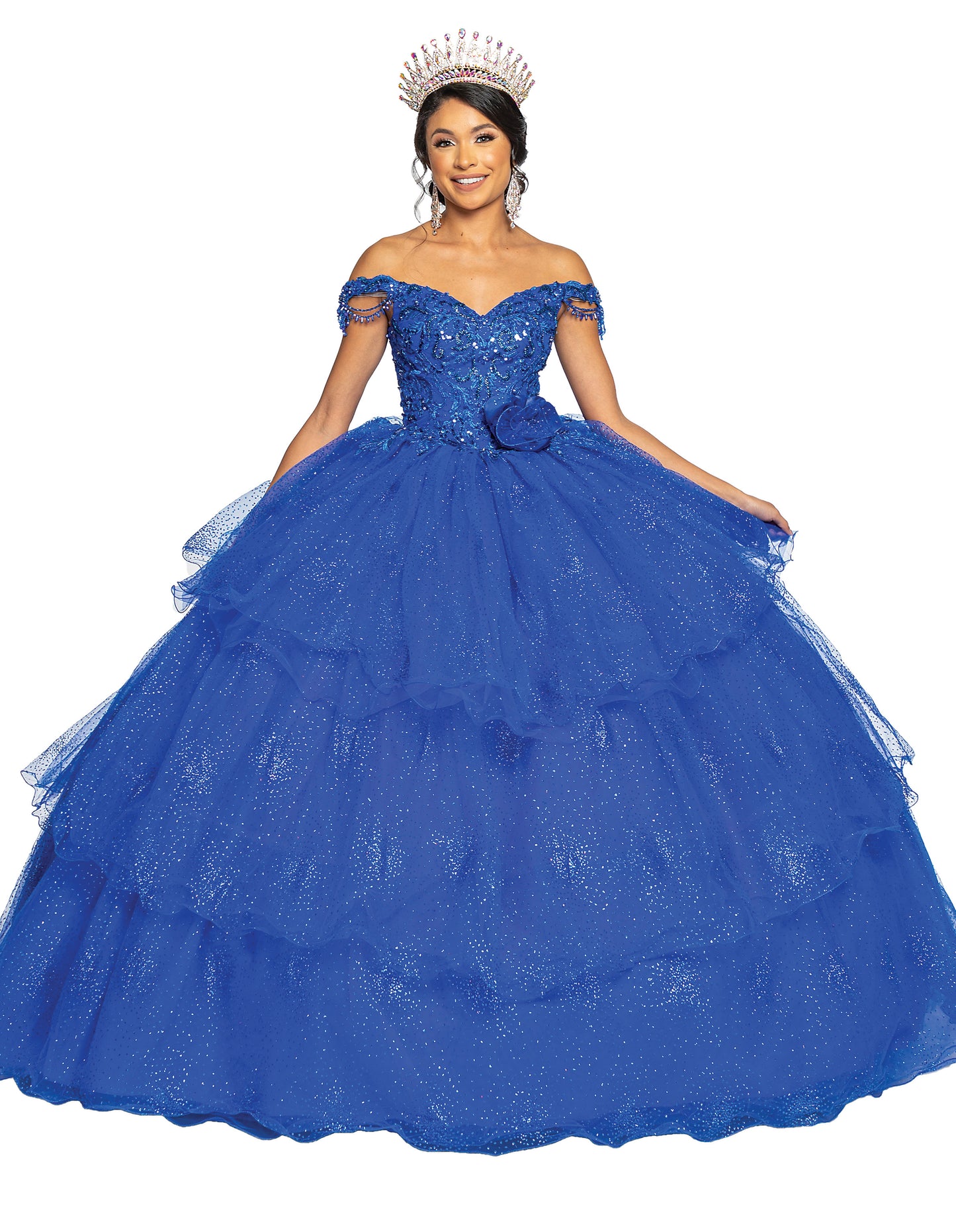 Quinceanera dress with crystal dangles 82505
