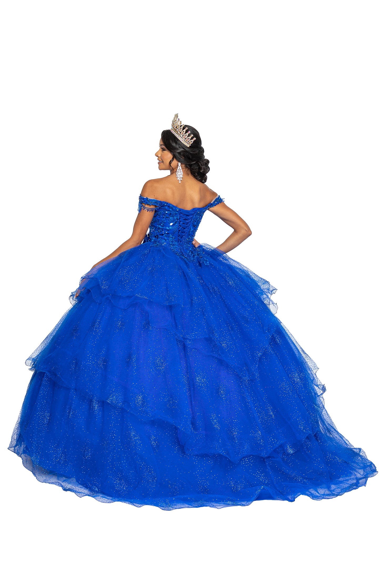 Quinceanera dress with crystal dangles 82505