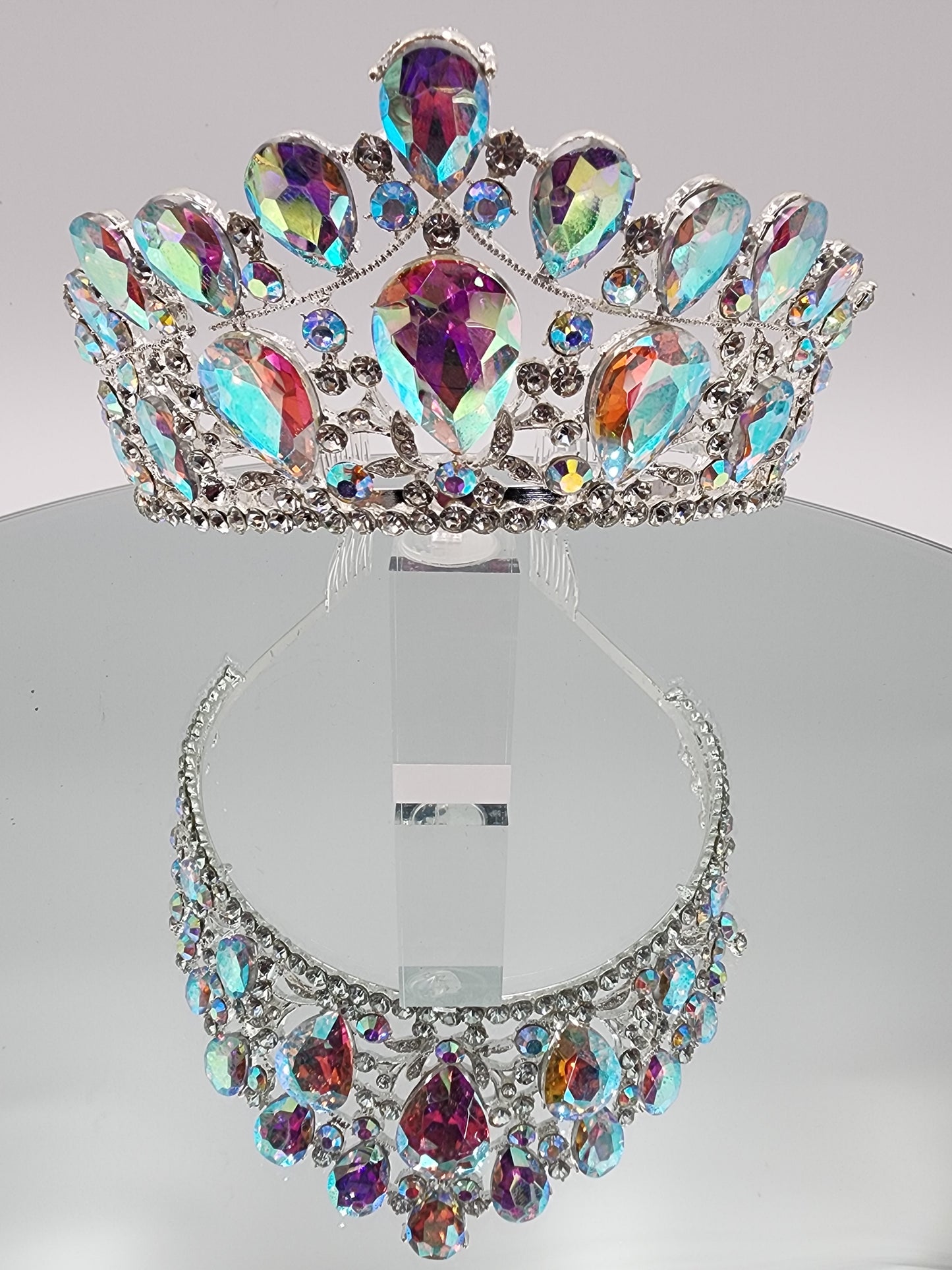 XV Crowns big Stones Red, Silver, Silver AB