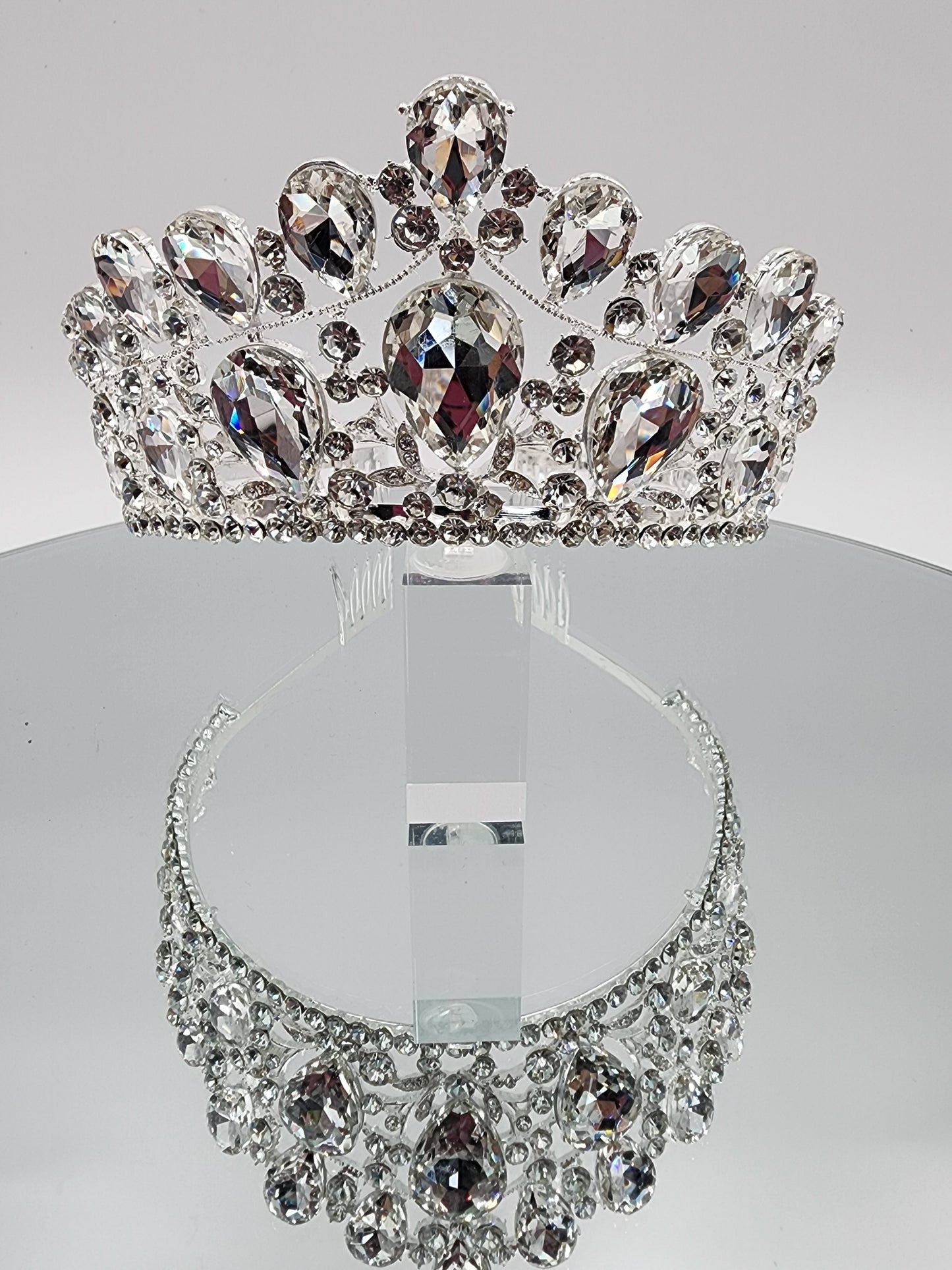 XV Crowns big Stones Red, Silver, Silver AB