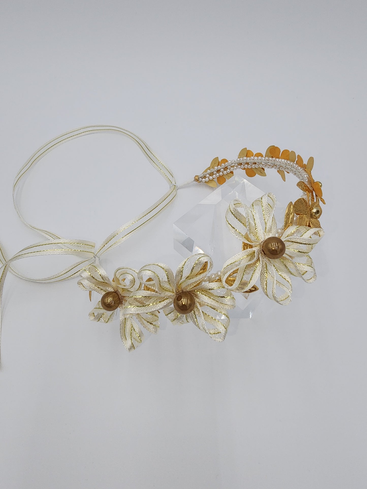 Handmade satin flowers  side headpiece