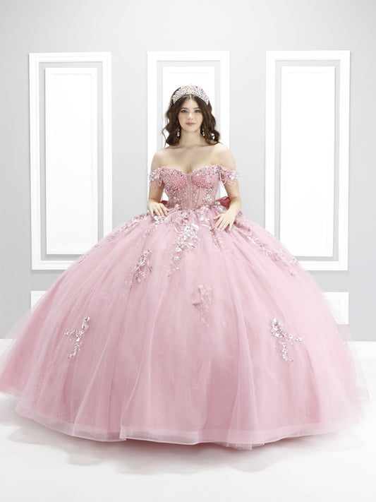 60004X Quinceañera Dress | Off-the-Shoulder Beaded Fiesta Gown