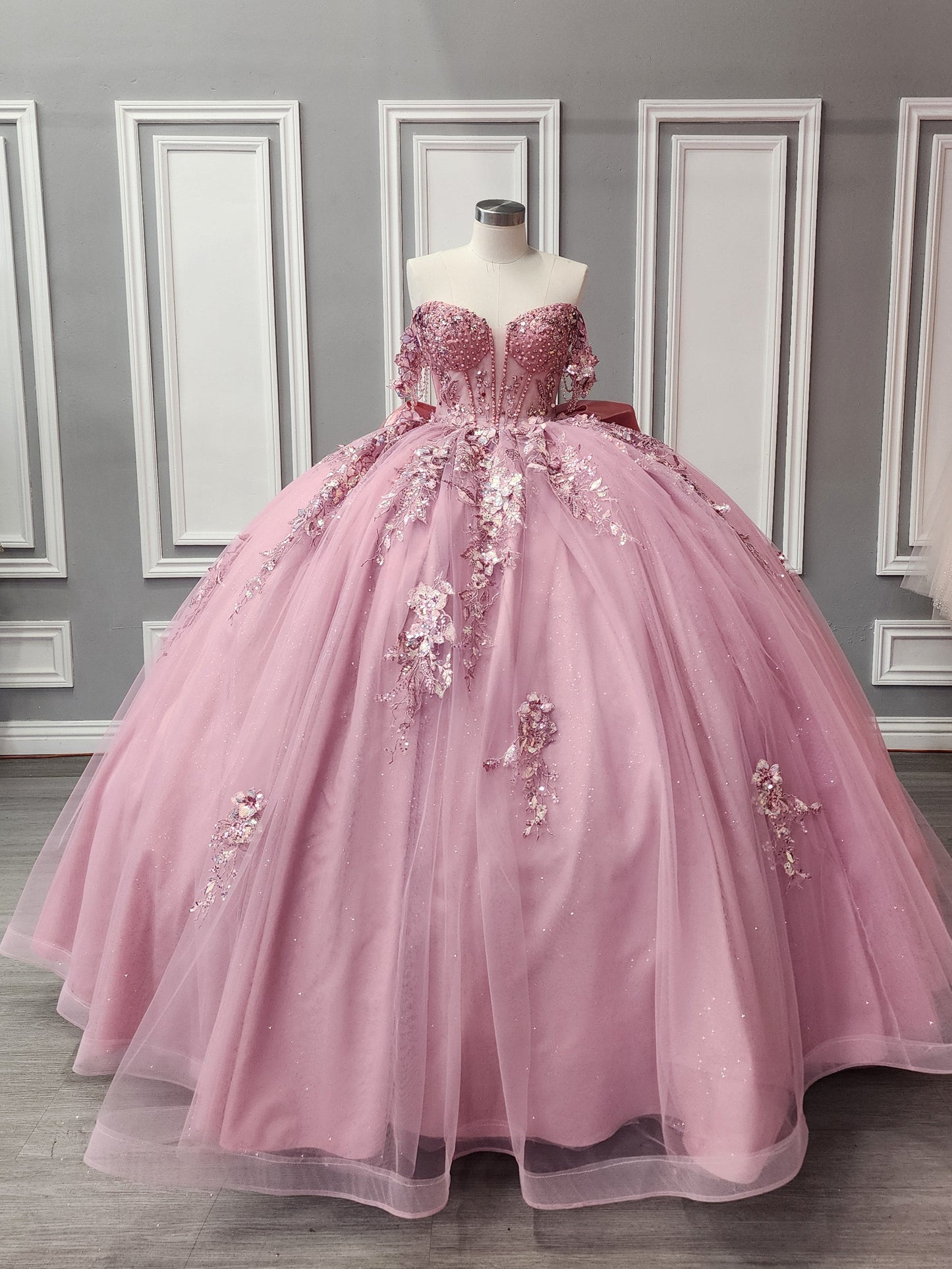 60004X Quinceañera Dress | Off-the-Shoulder Beaded Fiesta Gown