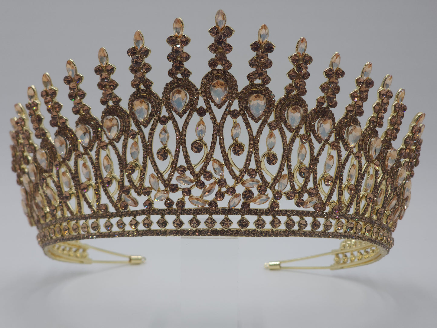 Luxury 4-Inch Tiered Quinceañera Crown Style 362 – Crystal Princess XV Tiara in Multiple Colors