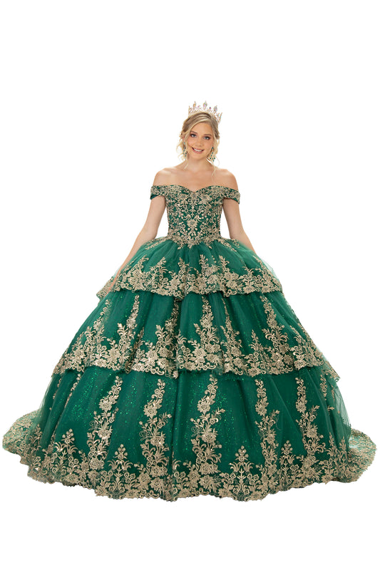 71003-XB Quinceañera Gown – Off-Shoulder Embroidered Sparkle