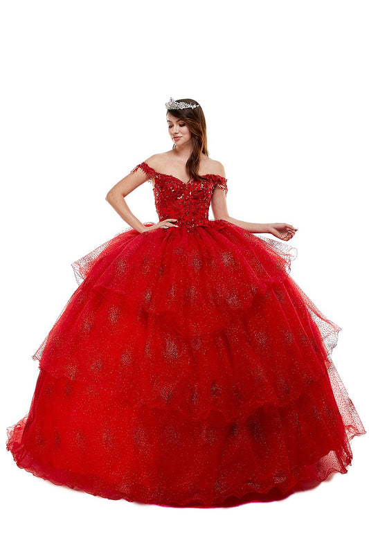 Quinceanera dress with crystal dangles 82505