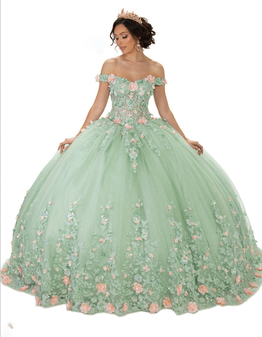 73171-X73171 Quinceañera Dress | 3D Flower See-Through Corset Gown
